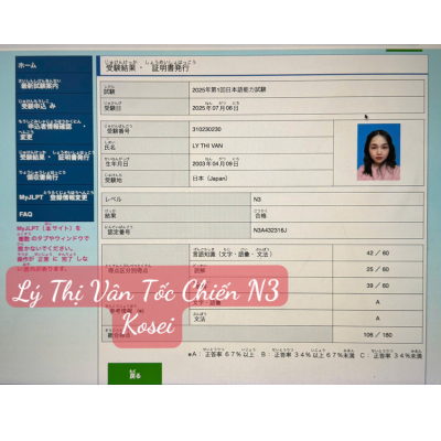 Lý Thị Vân - Lớp Tốc chiến N3
